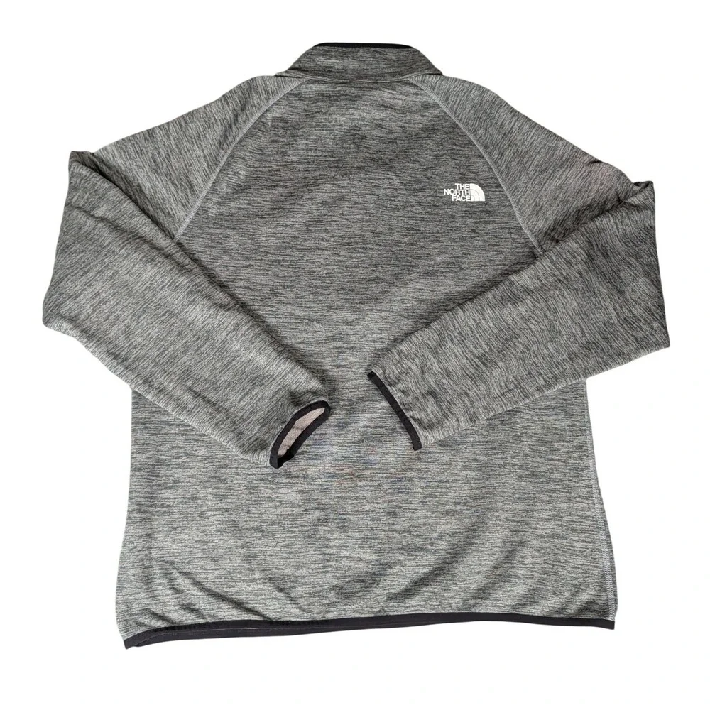 The North Face Mens Gray Heathered Quarter Zip Fleece Pullover Chest Pocket L